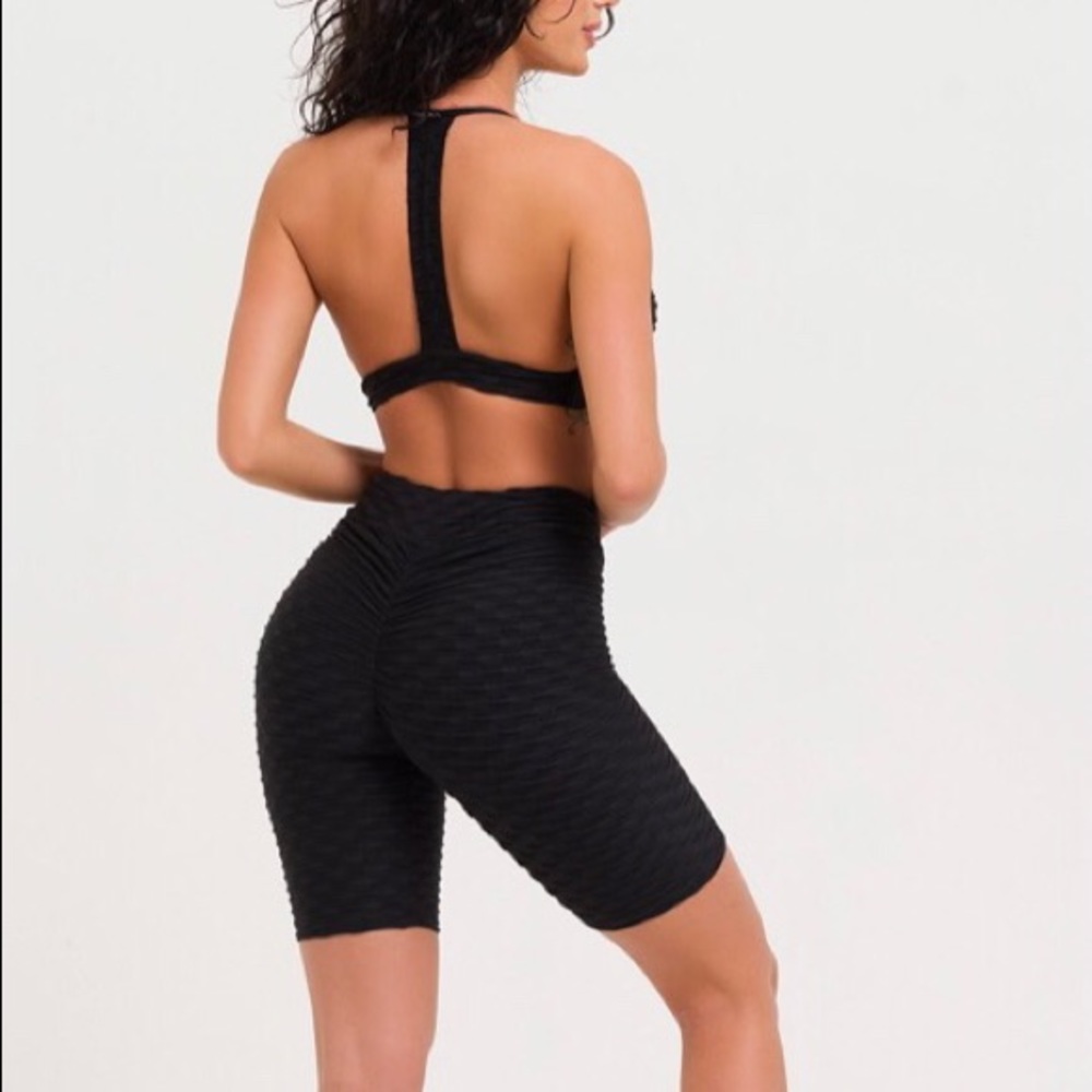 ‼️ Active Wear Honeycomb Textured Biker Shorts - Picture 5 of 6